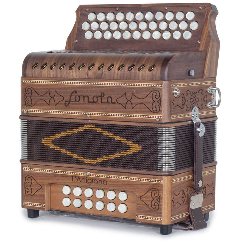 Sonola L'Artigiana Accordion No Switch FBE Wood with Gold Grill-accordion-Sonola- Hermes Music