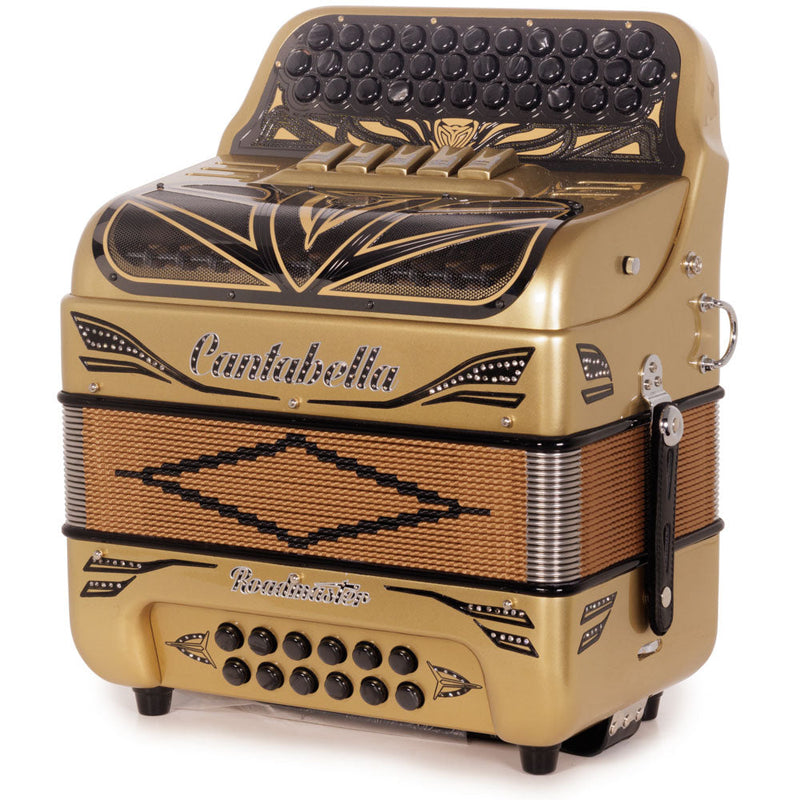 Cantabella Roadmaster Acordeón Ultra Compacto 5 Registros SOL Dorado con Negros