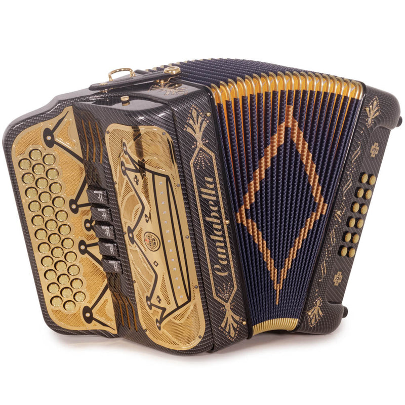 Cantabella Rey II 5 Switch EAD Carbon with Gold Designs-accordion-Cantabella-Hermes Music