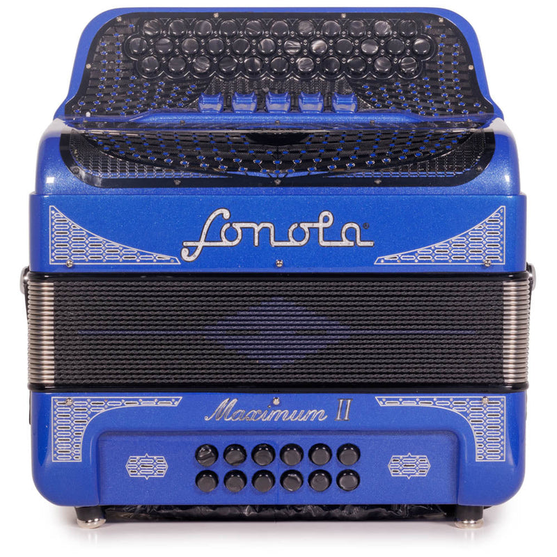 Sonola Maximum II Accordion 5 Switches FBE Blue Glitter with Silver-accordion-Sonola-Hermes Music