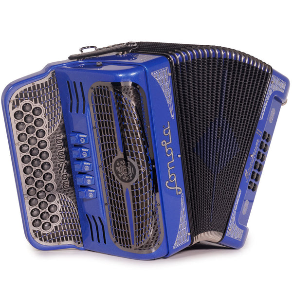 Sonola Maximum II Accordion 5 Switches FBE Blue Glitter with Silver-accordion-Sonola-Hermes Music