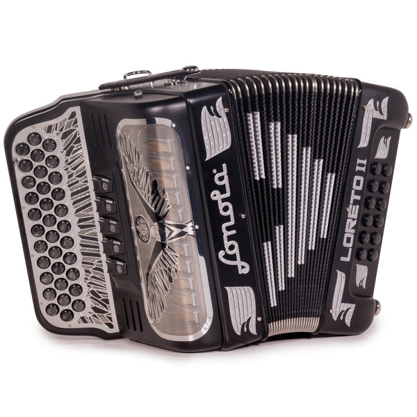 Sonola Loreto II Ultra Compact II Accordion 5 Switch FBE Matte Black with Silver-accordion-Sonola-Hermes Music