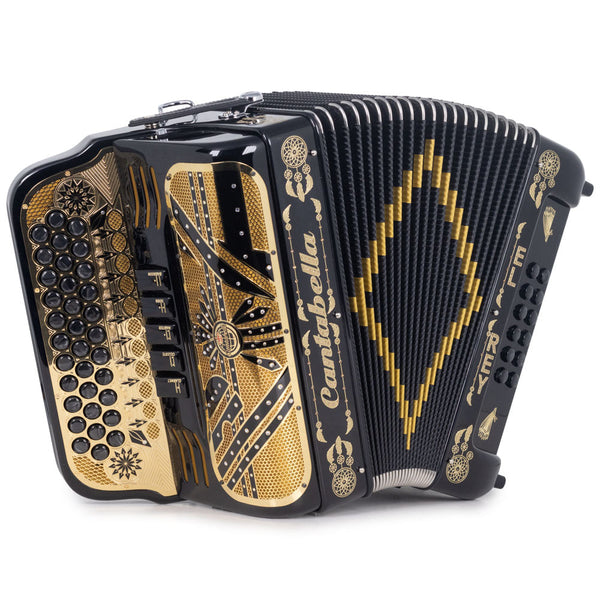 Cantabella El Rey Edi. Esp. Ramon Ayala 5 Switches FBE Black with Gold-accordion-Cantabella- Hermes Music