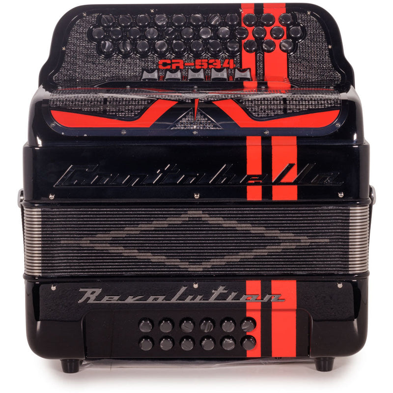 Cantabella Revolution 534 Accordion 5 Switch FBE Black with Red-accordion-Cantabella-Hermes Music