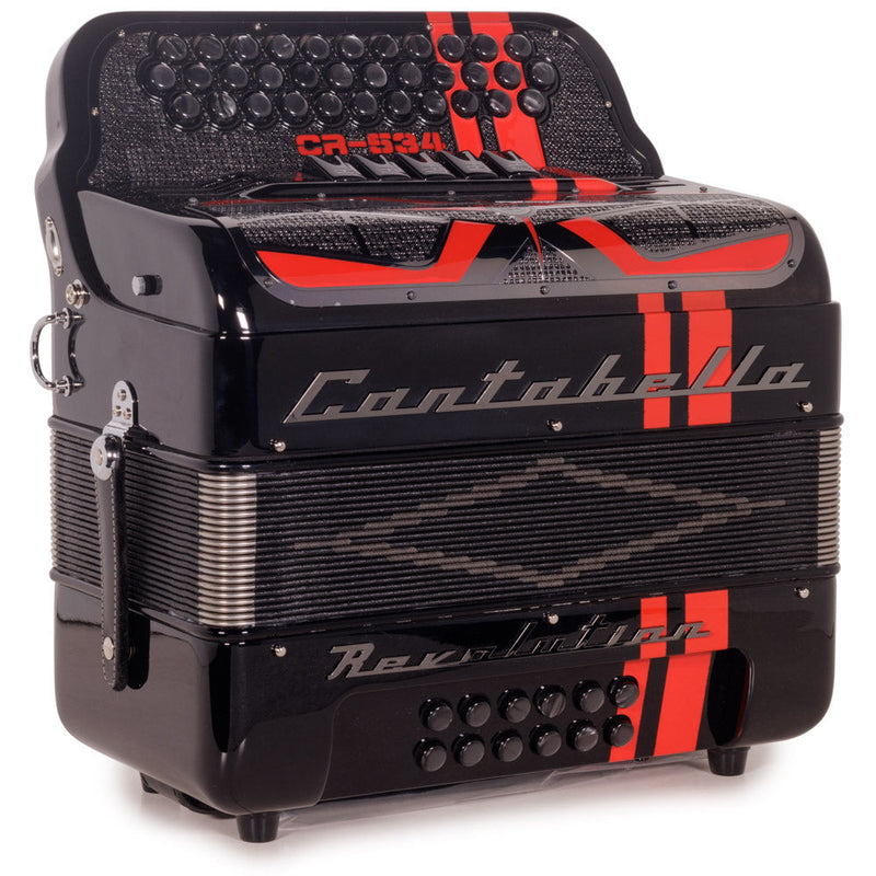 Cantabella Revolution 534 Accordion 5 Switch FBE Black with Red-accordion-Cantabella-Hermes Music