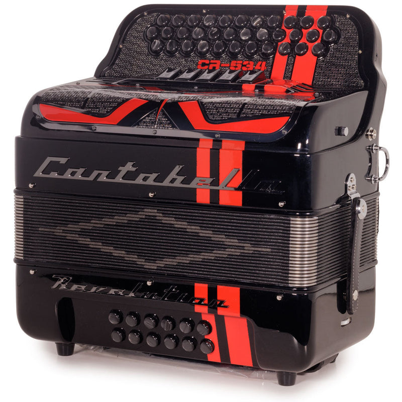 Cantabella Revolution 534 Accordion 5 Switch FBE Black with Red-accordion-Cantabella-Hermes Music