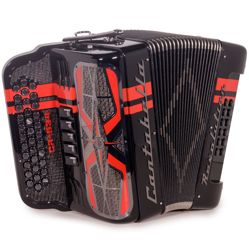 Cantabella Revolution 534 Accordion 5 Switch FBE Black with Red-accordion-Cantabella-Hermes Music