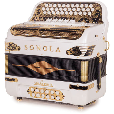 Sonola Accordion Special Edition Sinaloa 5 Switch EAD White with Gold-accordion-Sonola-Hermes Music