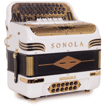 Sonola Michoacan Special Edition Accordion 5 Switch FBE White with Gold-accordion-Sonola-Hermes Music