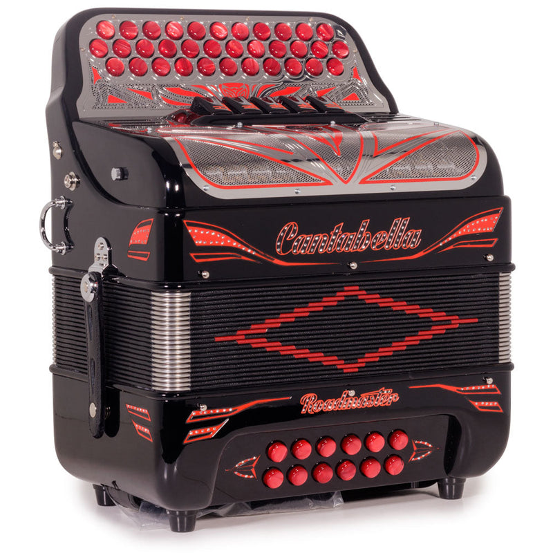 Cantabella Roadmaster Acordeón Ultra Compacto FA 5 Registros FA Negro con Detalles Rojos