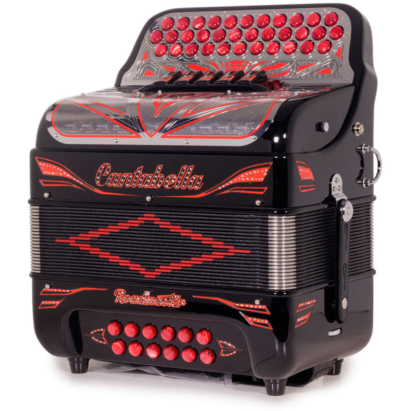 Cantabella Roadmaster Acordeón Ultra Compacto FA 5 Registros FA Negro con Detalles Rojos