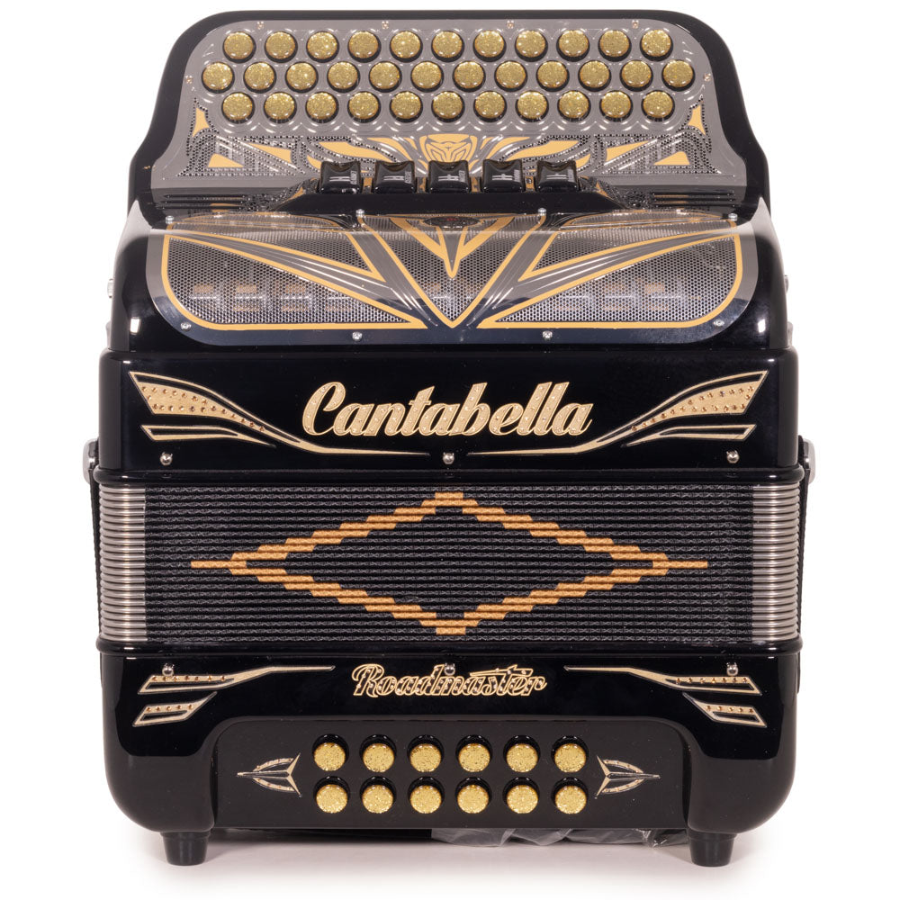 Cantabella Roadmaster Accordion Ultra Compact 5 Switch FBE Black with Gold Outline-Accordions & Concertinas-Cantabella-Hermes Music