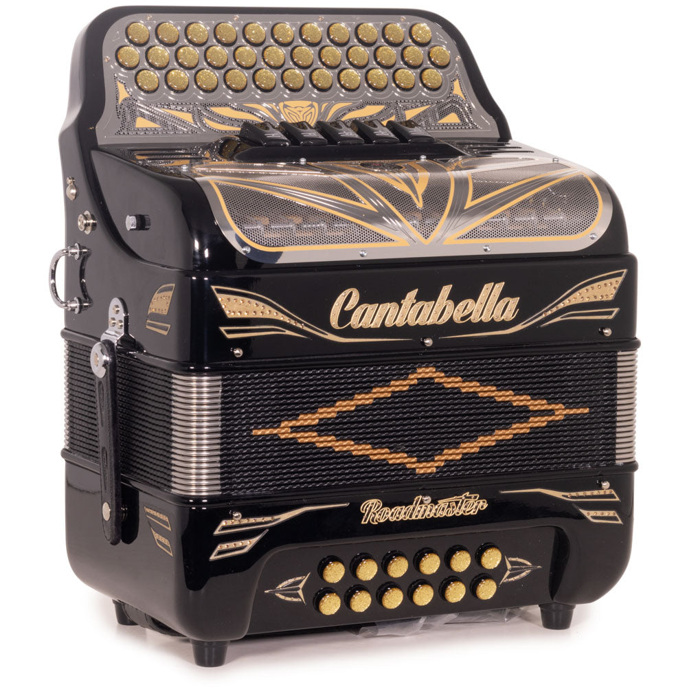 Cantabella Roadmaster Accordion Ultra Compact 5 Switch FBE Black with Gold Outline-Accordions & Concertinas-Cantabella-Hermes Music