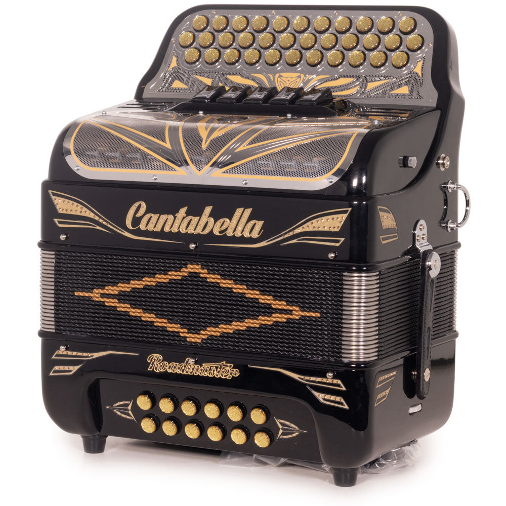 Cantabella Roadmaster Accordion Ultra Compact 5 Switch FBE Black with Gold Outline-Accordions & Concertinas-Cantabella-Hermes Music