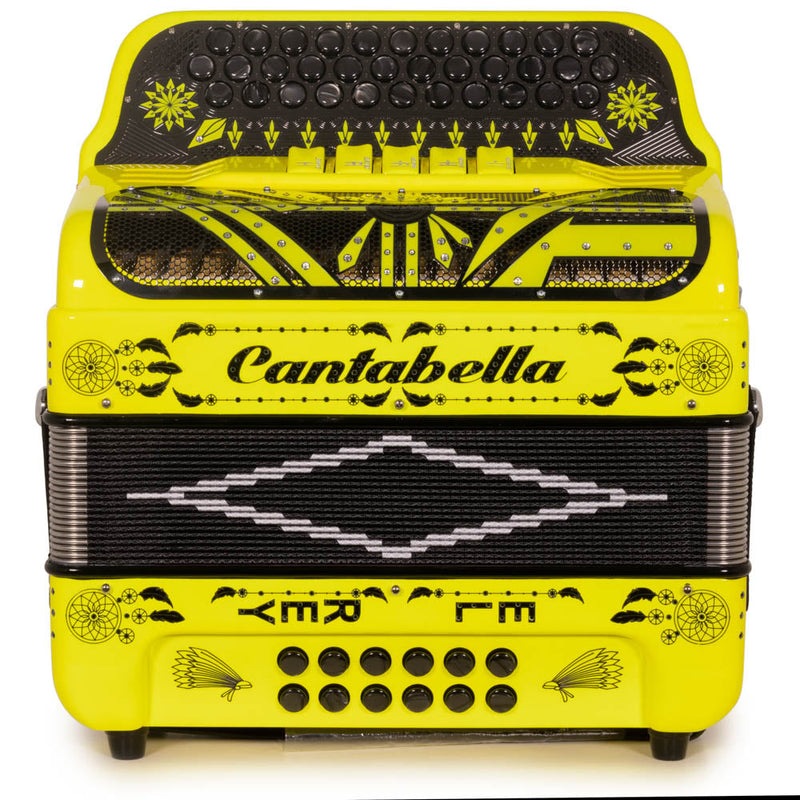 Cantabella El Rey Accordion Edi. Esp. Ramon Ayala 5 Switch GCF Fluorescent Yellow-accordion-Cantabella-Hermes Music