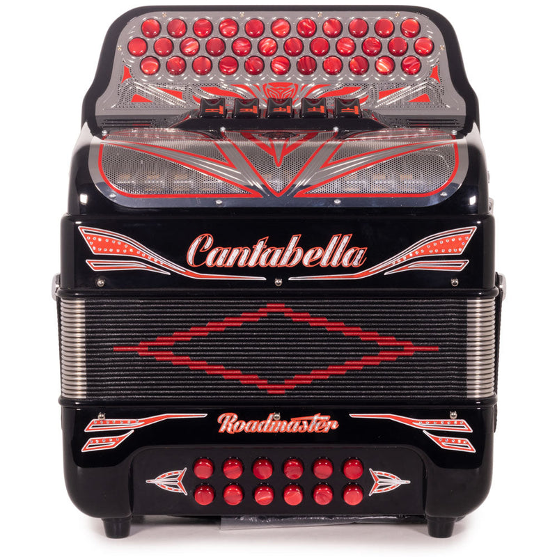 Cantabella Roadmaster Acordeón Ultra Compacto 5 Registros FA Negro con Rojo y Plateado