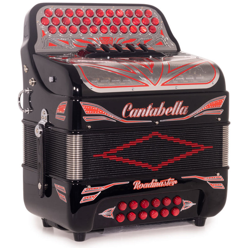 Cantabella Roadmaster Acordeón Ultra Compacto 5 Registros FA Negro con Rojo y Plateado