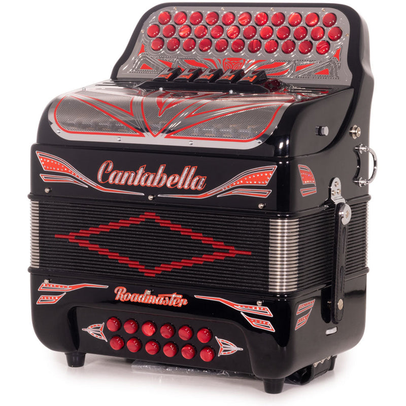 Cantabella Roadmaster Acordeón Ultra Compacto 5 Registros FA Negro con Rojo y Plateado