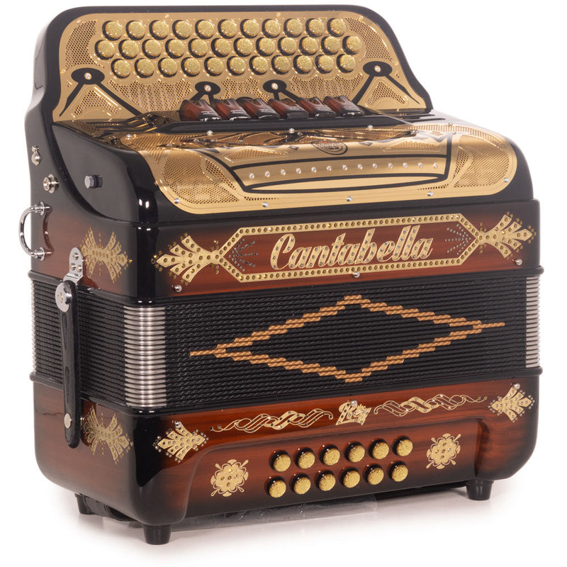 Cantabella Rey II Accordion 6 Switch FBE/GCF Wood, Black and Gold-accordion-Cantabella-Hermes Music