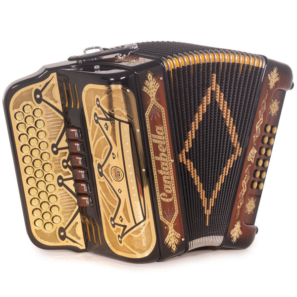 Cantabella Rey II Accordion 6 Switch FBE/GCF Wood, Black and Gold-accordion-Cantabella-Hermes Music