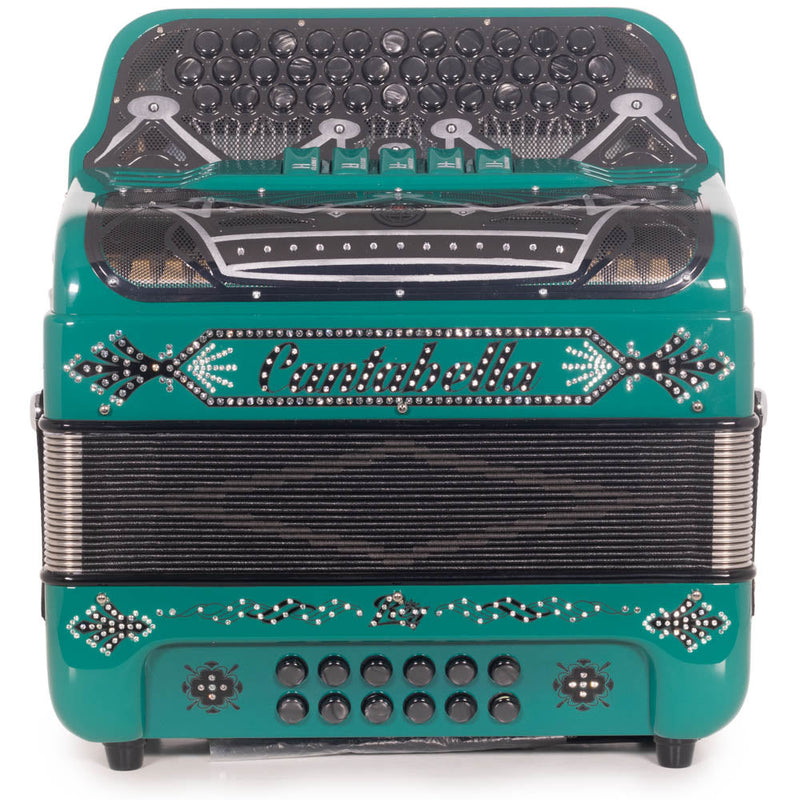 Cantabella Rey II Accordion 5 Switch FBE Green with Black-accordion-Cantabella-Hermes Music