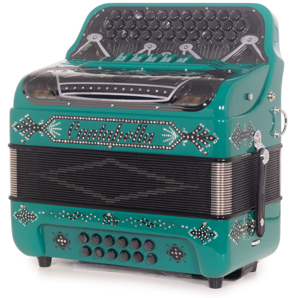 Cantabella Rey II Accordion 5 Switch FBE Green with Black-accordion-Cantabella-Hermes Music