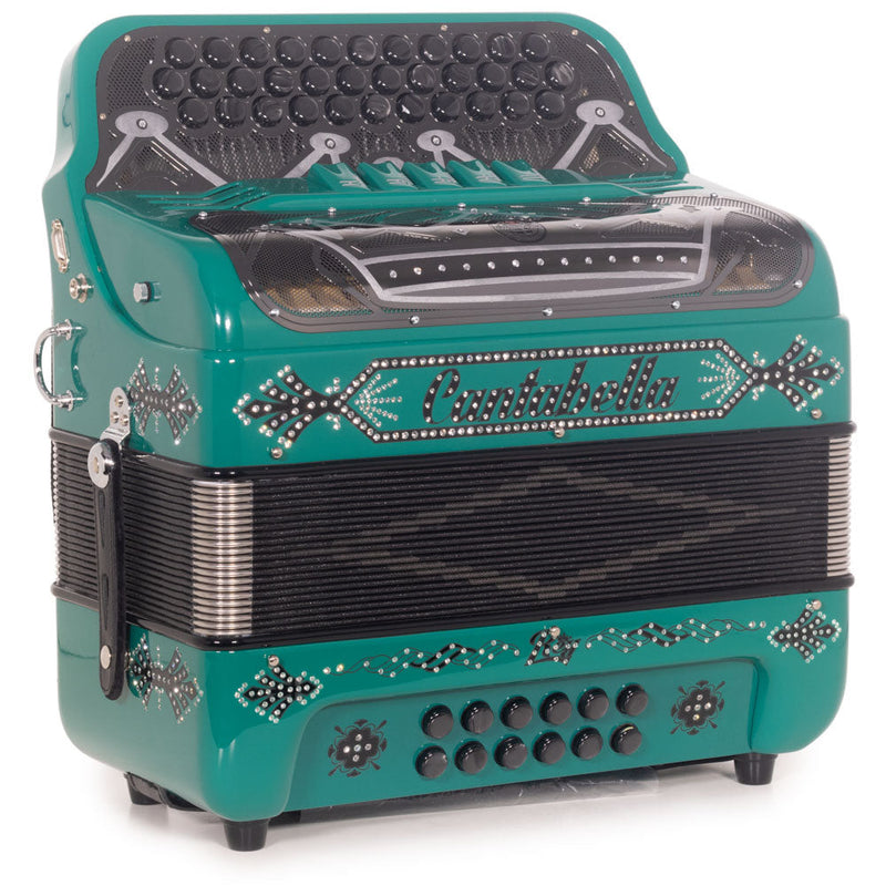 Cantabella Rey II Accordion 5 Switch FBE Green with Black-accordion-Cantabella-Hermes Music