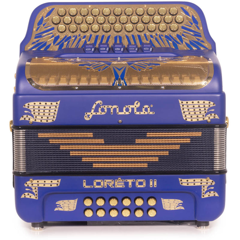 Sonola Loreto II Accordion 5 Switch FBE Matte Blue with Gold-accordion-Sonola-Hermes Music