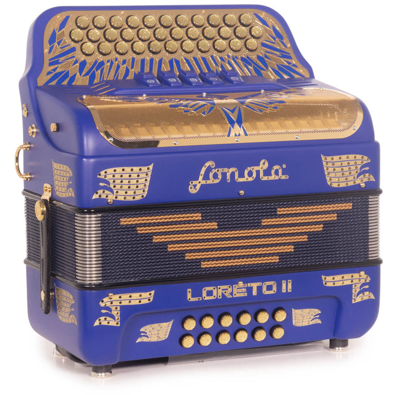 Sonola Loreto II Accordion 5 Switch FBE Matte Blue with Gold-accordion-Sonola-Hermes Music