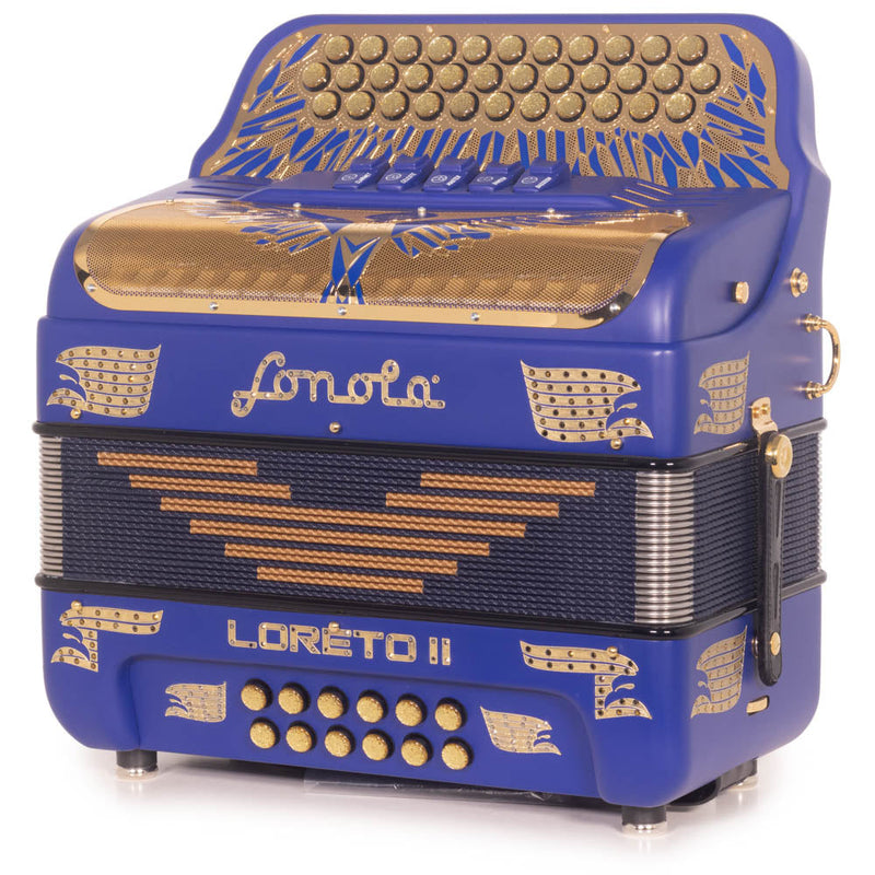 Sonola Loreto II Accordion 5 Switch FBE Matte Blue with Gold-accordion-Sonola-Hermes Music