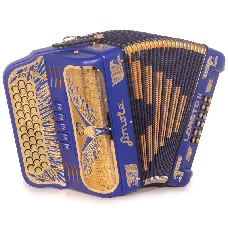 Sonola Loreto II Accordion 5 Switch FBE Matte Blue with Gold-accordion-Sonola-Hermes Music