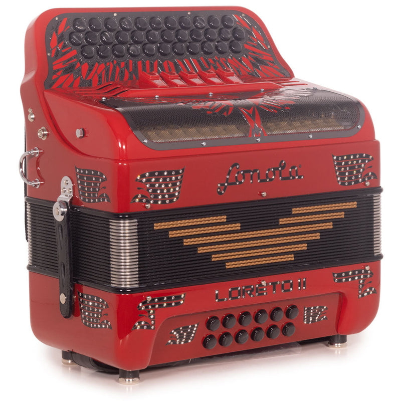 Sonola Loreto II Accordion 5 Switch FBE Red with Black-accordion-Sonola-Hermes Music