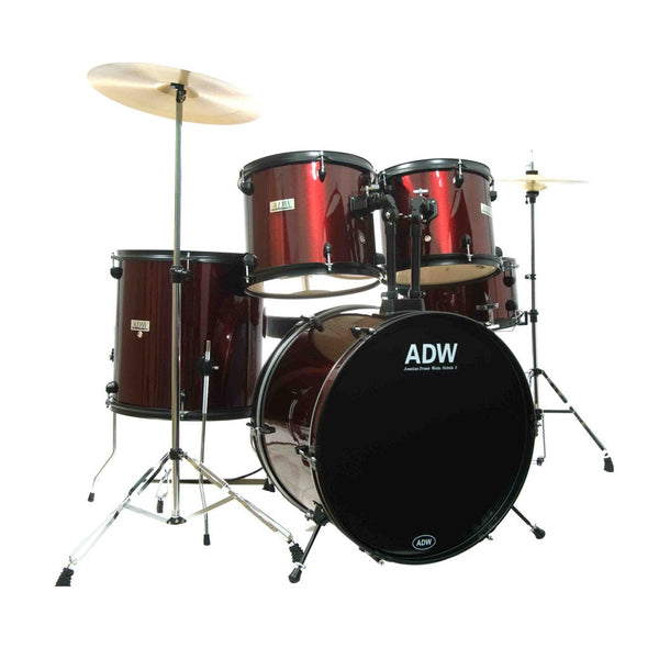 ADW Nebula 5 Piece Complete Drum Set - Sparkling Red-drumset-ADW- Hermes Music