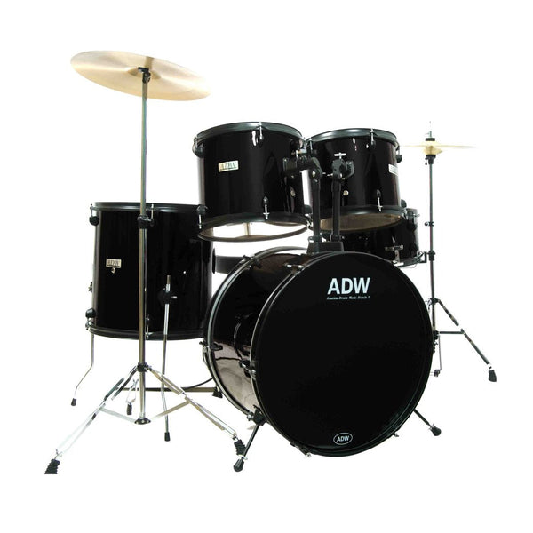 ADW Nebula5 Piece Complete Drum Set - Black-drumset-ADW- Hermes Music