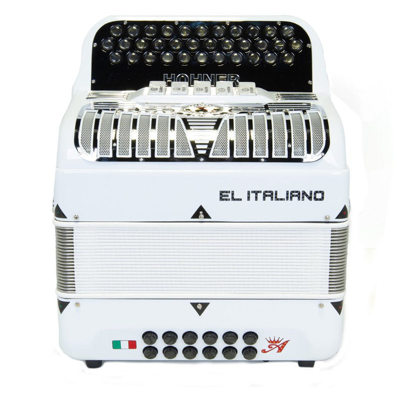 Anacleto El Italiano III Accordion 5 Switches EAD White-accordion-Anacleto- Hermes Music