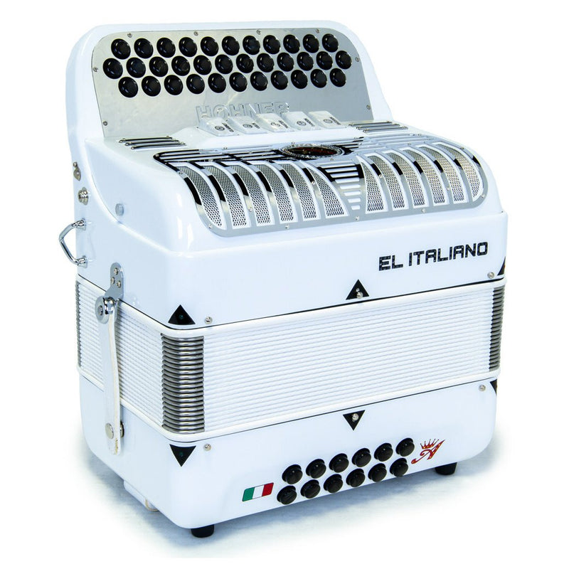 Anacleto El Italiano III Accordion 5 Switches EAD White-accordion-Anacleto- Hermes Music