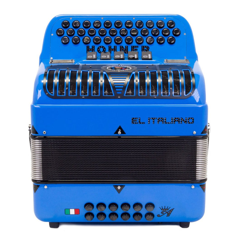 Anacleto El Italiano III Accordion FBE 5 Switches Blue-accordion-Anacleto- Hermes Music