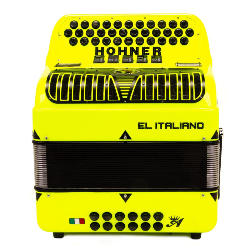 Anacleto El Italiano III Accordion GCF 5 Switches Yellow-accordion-Anacleto- Hermes Music