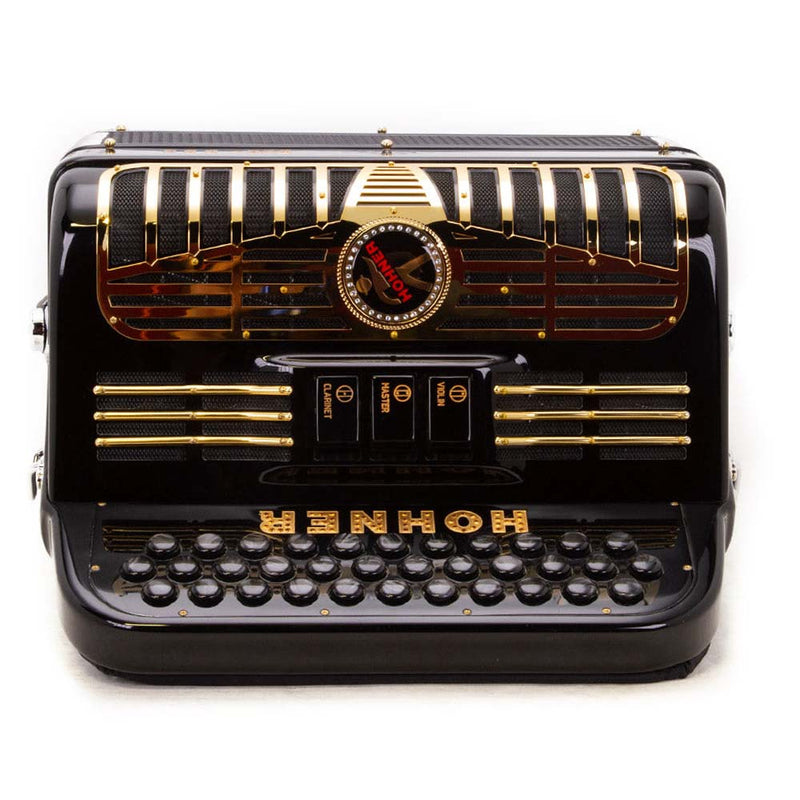 Anacleto Mark III EAD Black with Gold Designs-accordion-Anacleto- Hermes Music