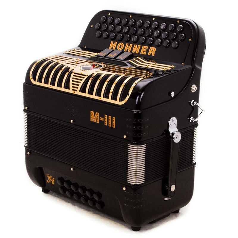 Anacleto Mark III FBE Black with Gold Designs-Accordions & Concertinas-Anacleto- Hermes Music