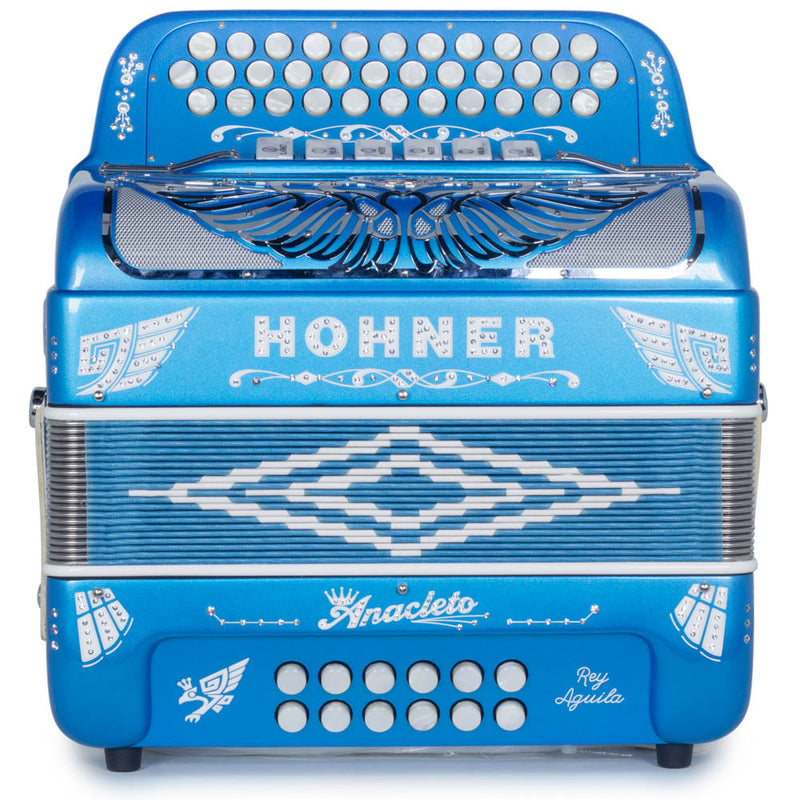 Anacleto Rey Aguila Accordion 6S FBE/GCF Blue Alpha Glossy-accordion-Anacleto- Hermes Music