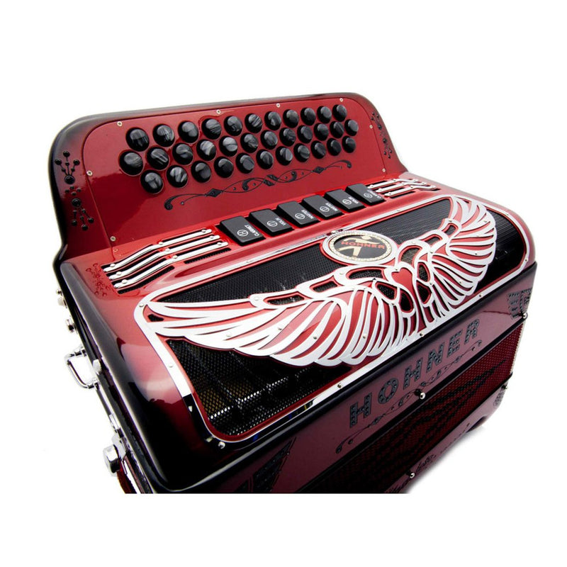 Anacleto Rey Aguila Accordion Compact 6 Switch FBE/GCF Ruby Red-Accordions & Concertinas-Anacleto- Hermes Music