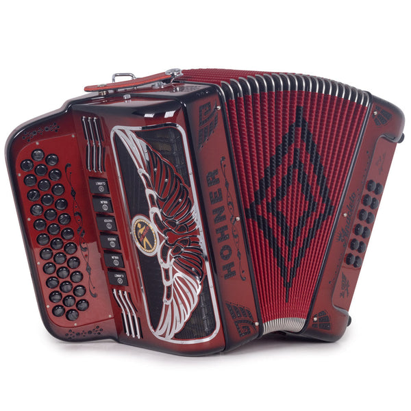 Anacleto Rey Aguila Accordion Compact 6 Switch FBE/GCF Ruby Red-Accordions & Concertinas-Anacleto- Hermes Music