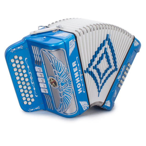 Anacleto Rey Aguila Compact Accordion FBE 5 Switch Metallic Blue-accordion-Anacleto- Hermes Music