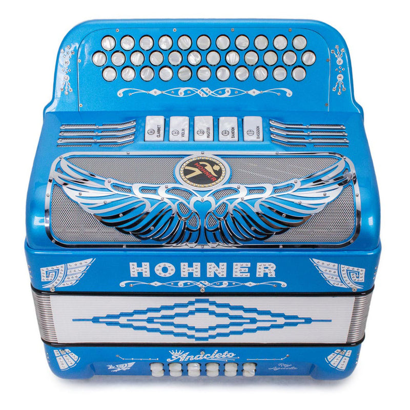 Anacleto Rey Aguila EAD 5 Switches Blue Metallic Compact-accordion-Anacleto- Hermes Music