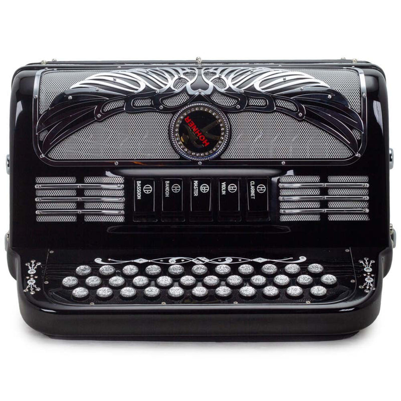 Anacleto Rey Aguila FBE 5 Switches Black Compact-accordion-Anacleto- Hermes Music