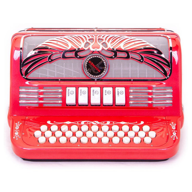 Anacleto Rey Aguila FBE 5 Switches Metallic Red-accordion-Anacleto- Hermes Music