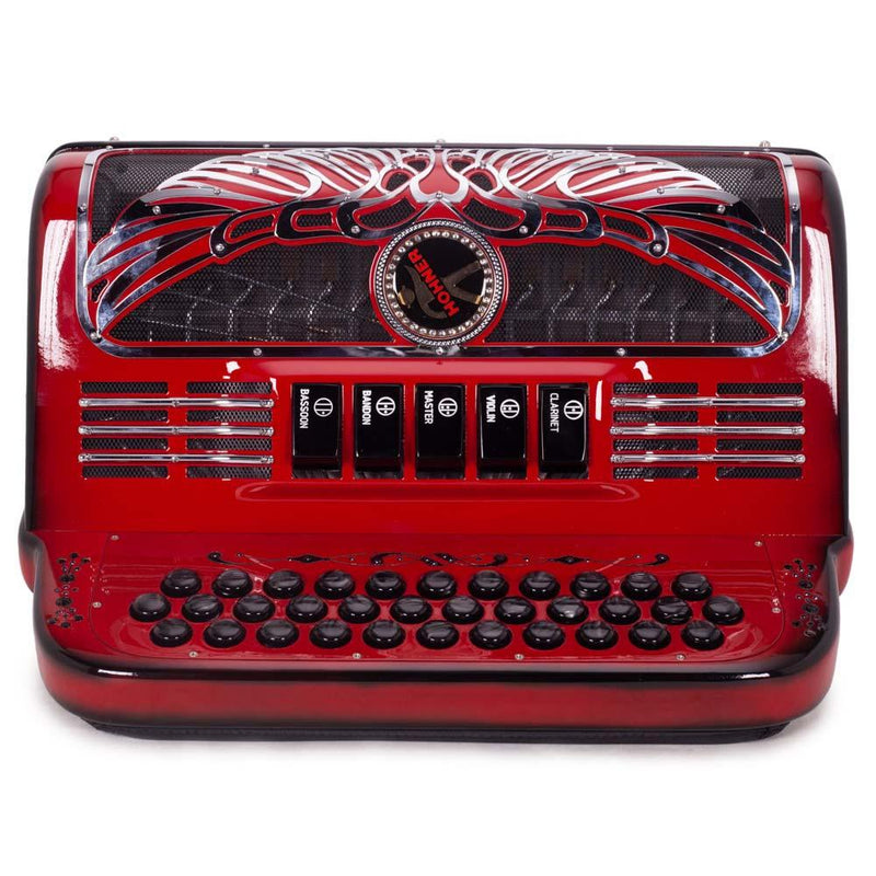 Anacleto Rey Aguila FBE 5 Switches Ruby Red-accordion-Anacleto- Hermes Music