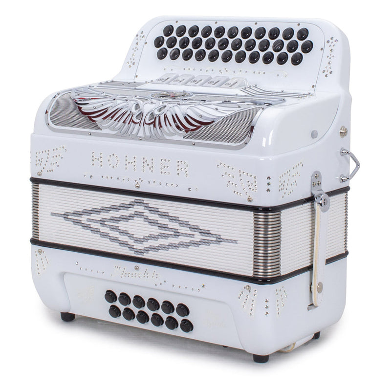 Anacleto Rey Aguila FBE 5 Switches White Compact-accordion-Anacleto- Hermes Music