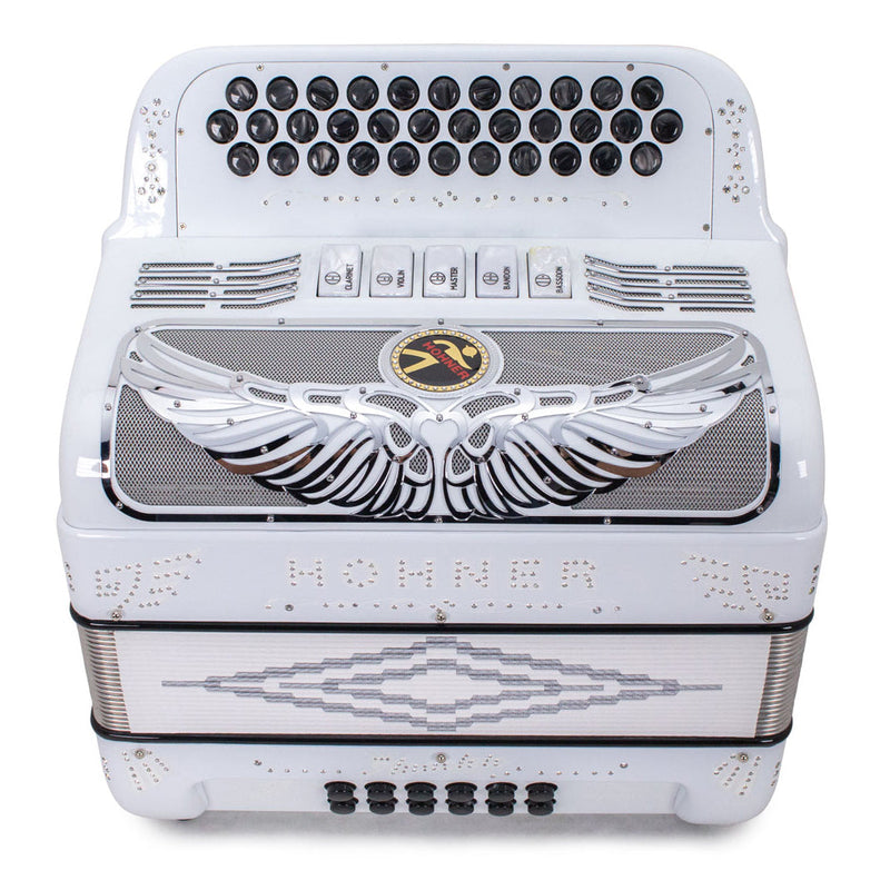 Anacleto Rey Aguila FBE 5 Switches White Compact-accordion-Anacleto- Hermes Music